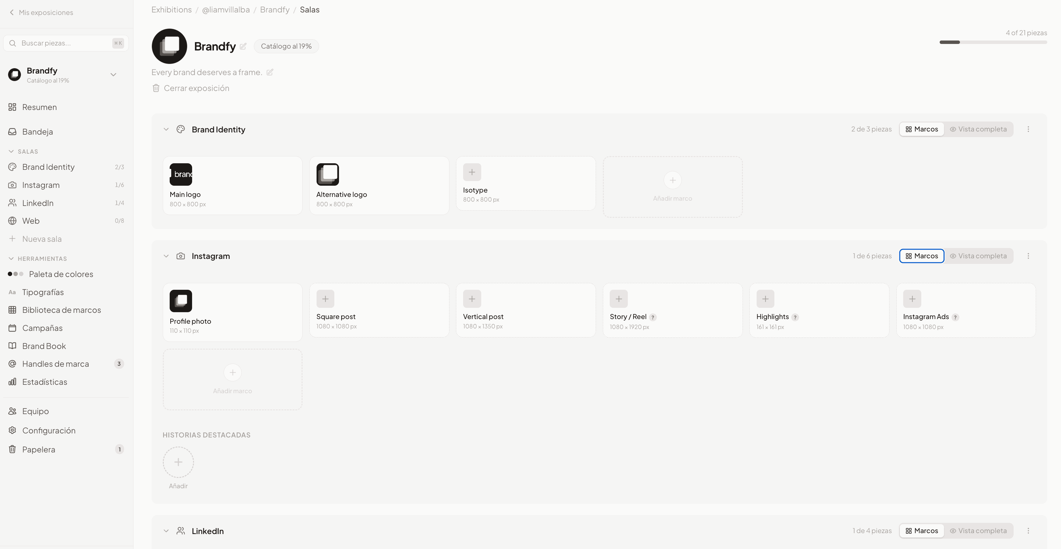Brandon HQ — brand asset gallery organized by platform